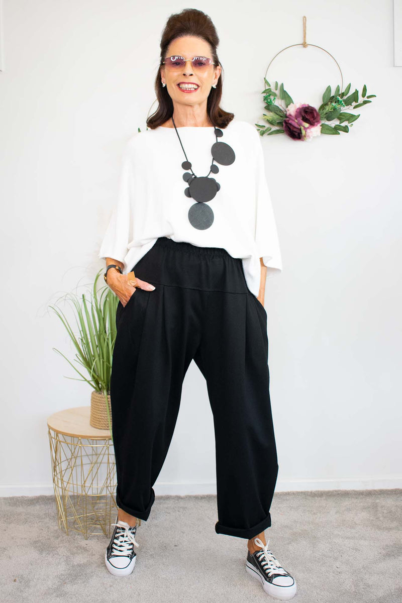 Melina Scuba Cocoon Trouser in Black
