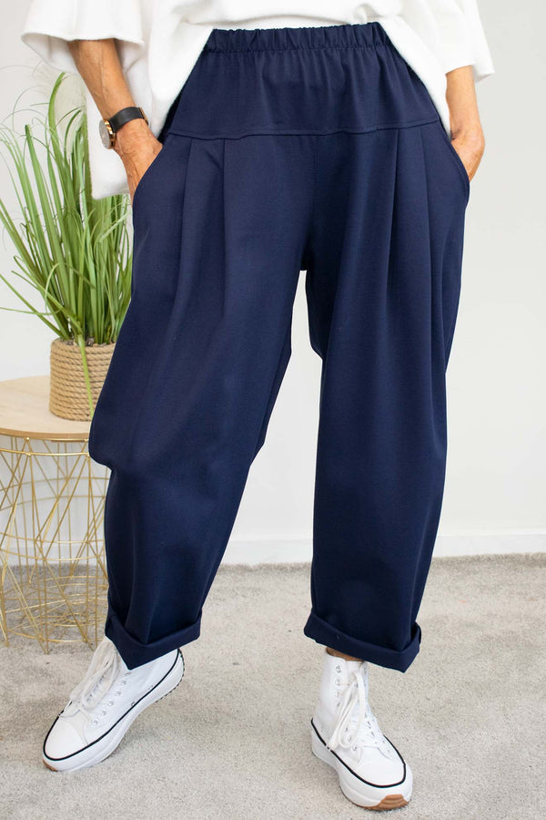 Melina Scuba Cocoon Trouser in Navy