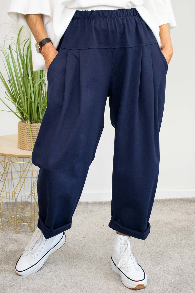 Melina Scuba Cocoon Trouser in Navy