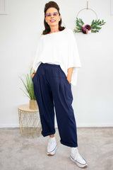 Melina Scuba Cocoon Trouser in Navy