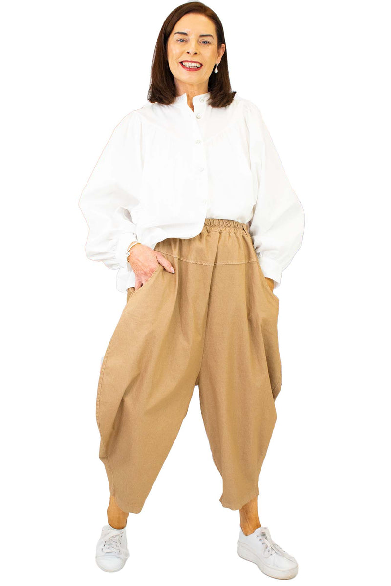 Isabella Canvas Cocoon Trouser In Cappuccino