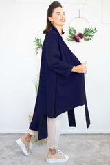 Naomi Long-line Scuba Jacket in Navy