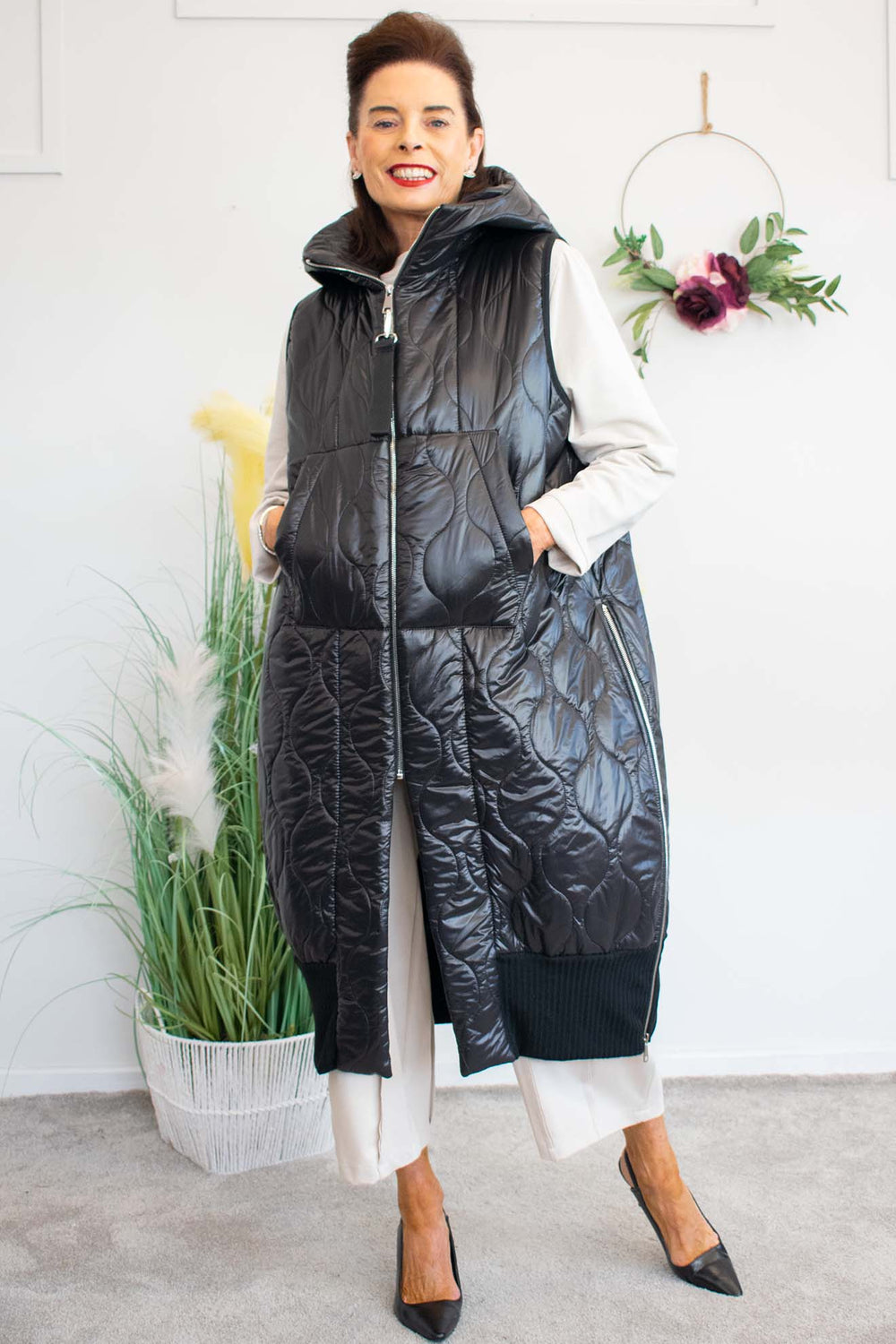 October Quilted Gilet in Black