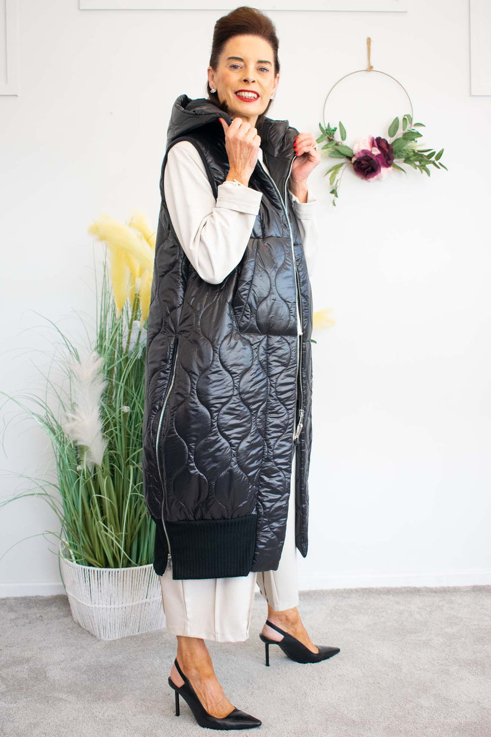 October Quilted Gilet in Black