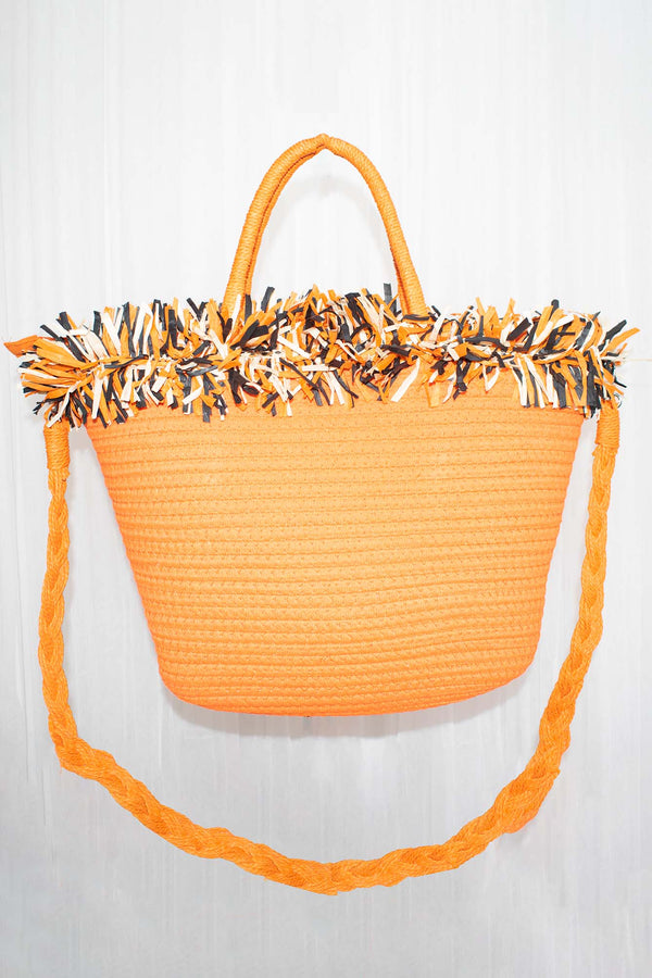 Winona Woven Basket Bag in Orange