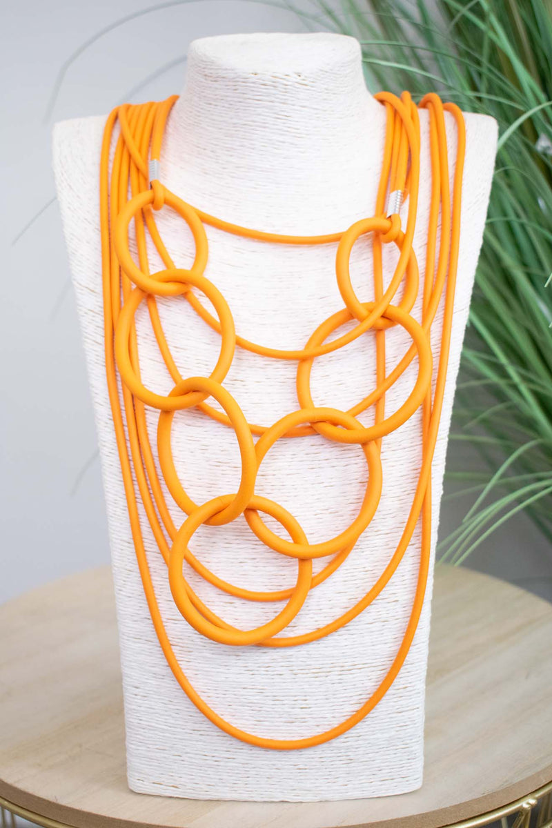LAGENLOOK LONG LAYERED HOOP NECKLACE IN ORANG  pre order september 21 delevery