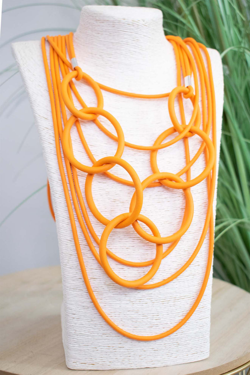 LAGENLOOK LONG LAYERED HOOP NECKLACE IN ORANG  pre order september 21 delevery