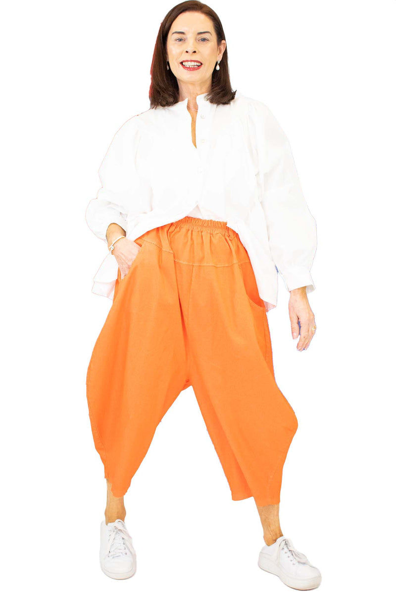 Isabella Canvas Cocoon Trouser In Tangerine