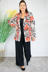 Larissa Print Blazer in Rust and Black