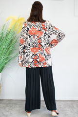 Larissa Print Blazer in Rust and Black