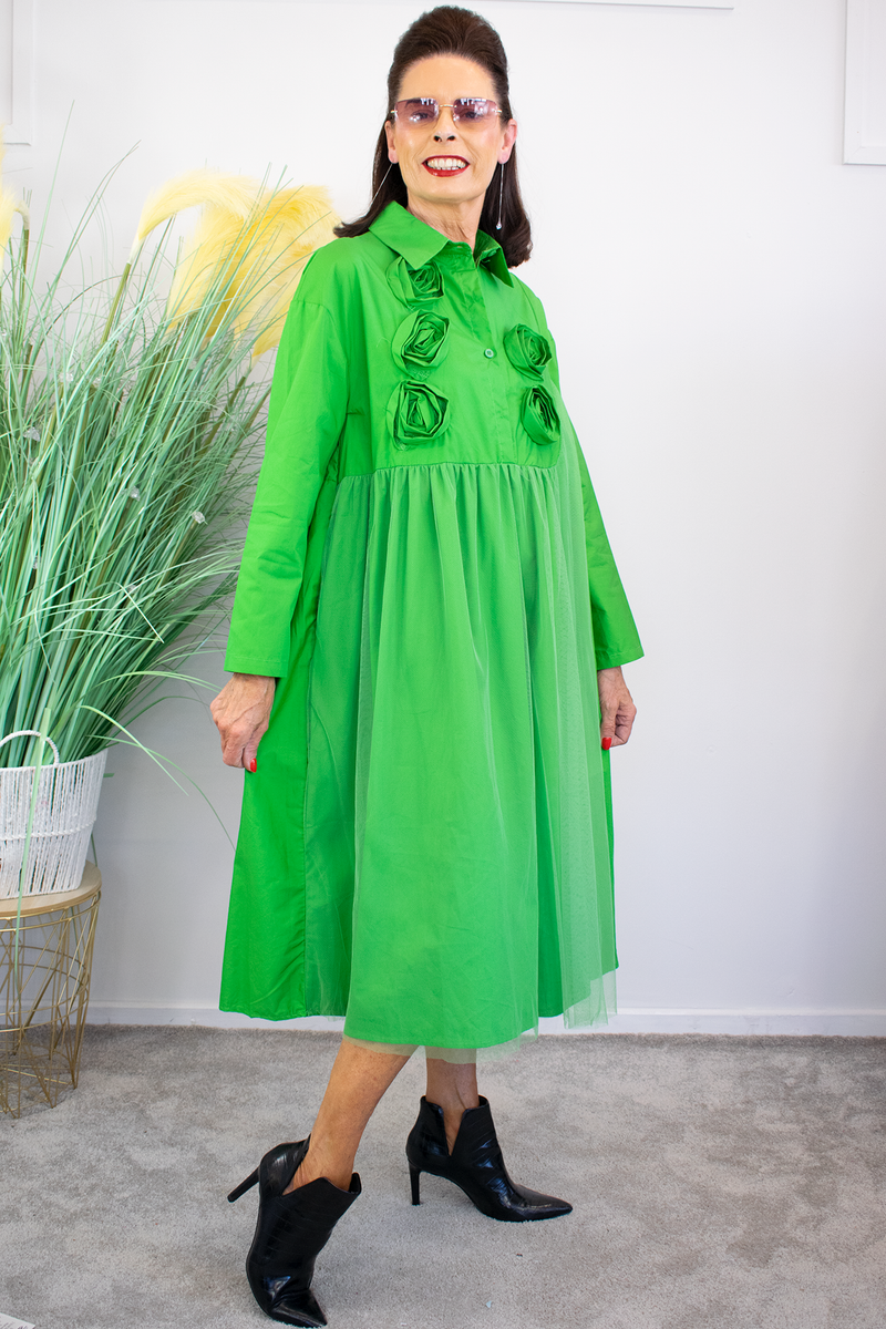Penelope Dress in Jade Green