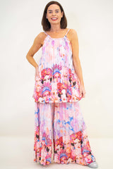 Senorita Pleat Suit in Pink Floral Print