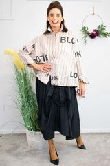 Purdy Pinstripe Letter Shirt in Warm Beige