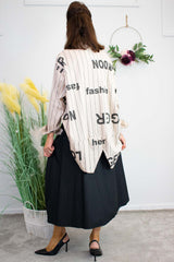 Purdy Pinstripe Letter Shirt in Warm Beige