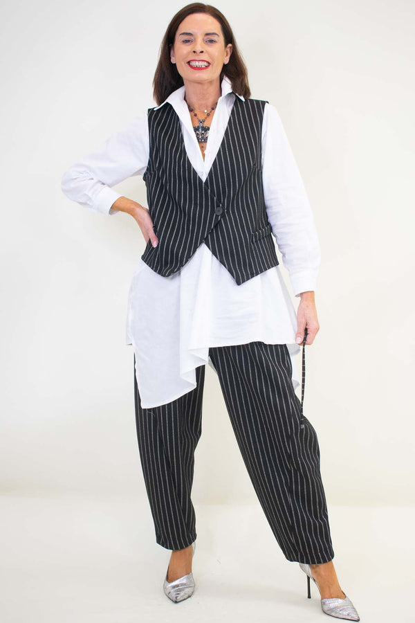 Ophelia Pinstripe Waistcoat in Black