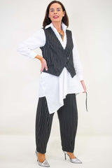 Ophelia Pinstripe Waistcoat in Black