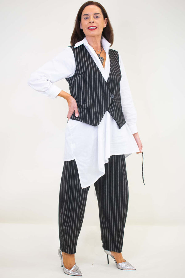 Ophelia Pinstripe Waistcoat in Black