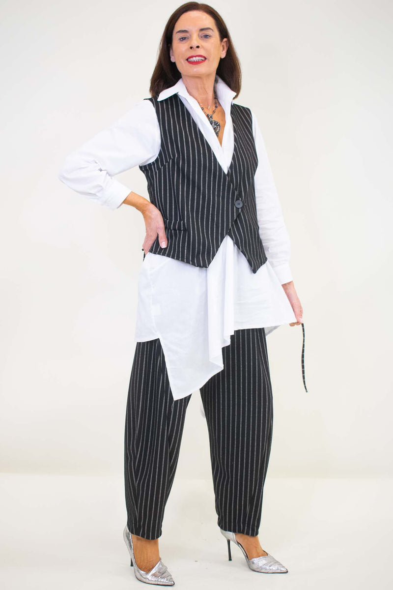 Ophelia Pinstripe Waistcoat in Black