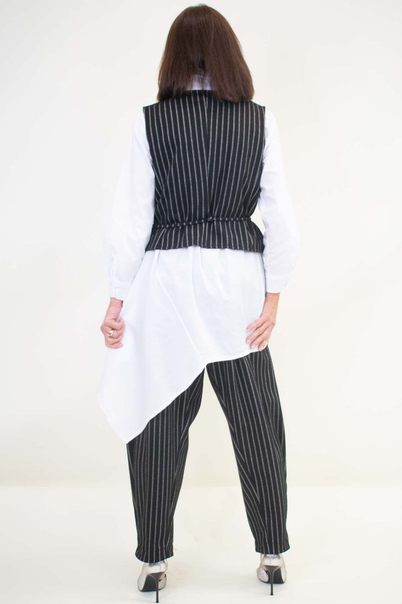 Ophelia Pinstripe Waistcoat in Black