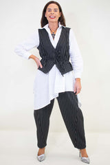 Ophelia Pinstripe Waistcoat in Black