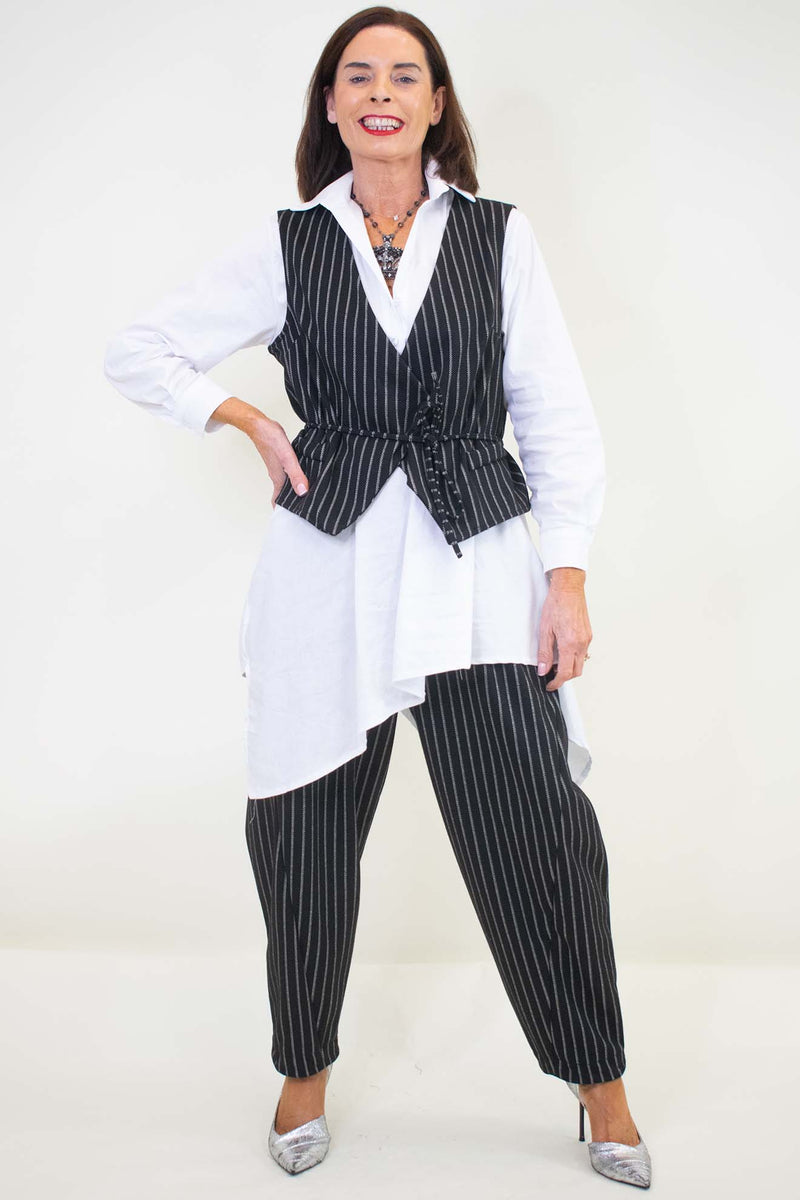 Ophelia Pinstripe Waistcoat in Black