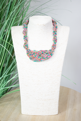 Beaded Plait Necklace in Turquoise