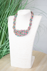 Beaded Plait Necklace in Turquoise