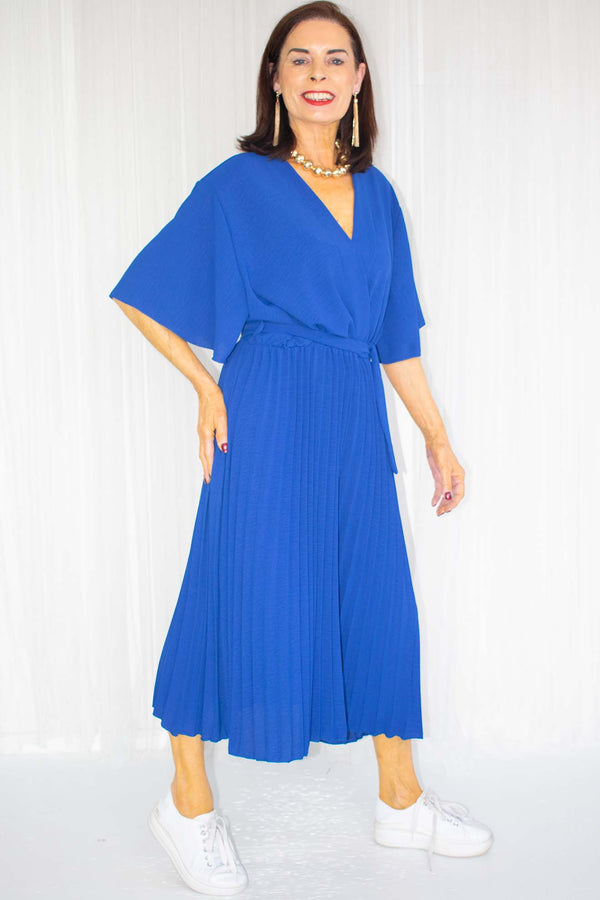 Tabitha Pleat Dress in Royal Blue