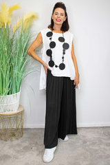 Pleated Palazzo Trouser in Black