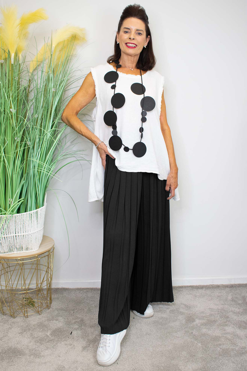 Pleated Palazzo Trouser in Black
