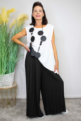 Pleated Palazzo Trouser in Black
