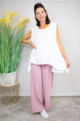 Pleated Palazzo Trouser in Blush Pink