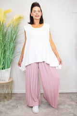 Pleated Palazzo Trouser in Blush Pink
