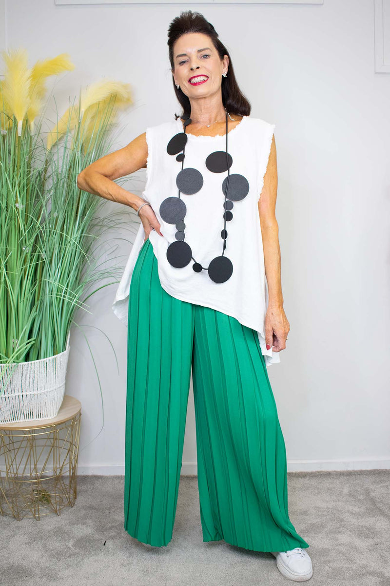 Pleated Palazzo Trouser in Jade Green