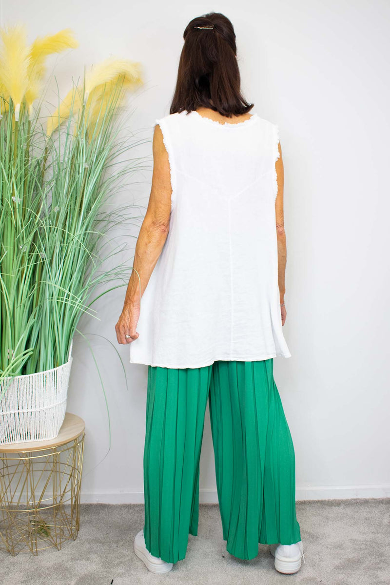Pleated Palazzo Trouser in Jade Green