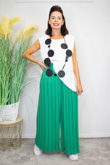 Pleated Palazzo Trouser in Jade Green