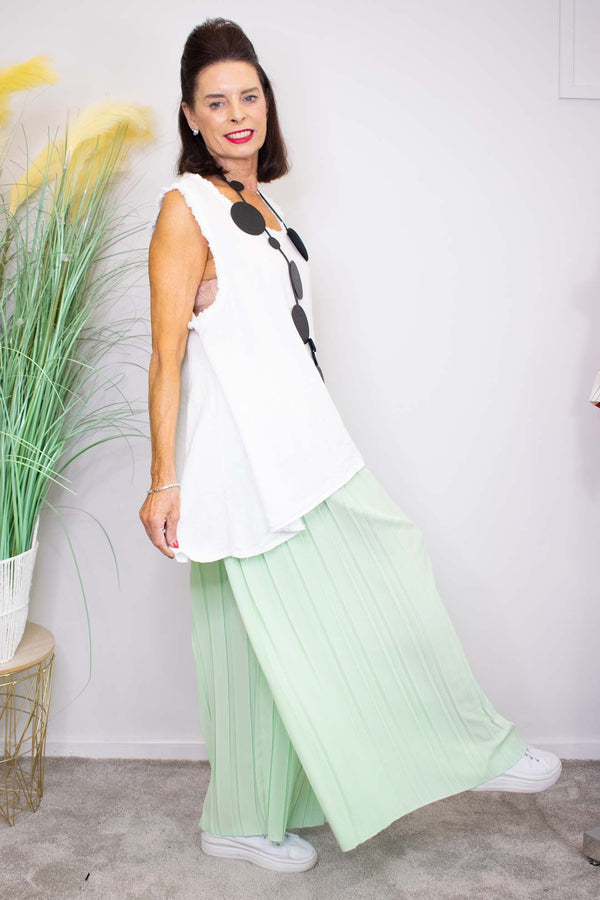 Pleated Palazzo Trouser in Mint Green