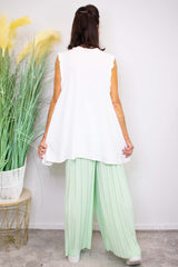 Pleated Palazzo Trouser in Mint Green