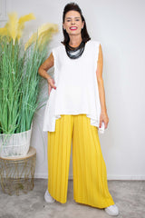 Pleated Palazzo Trouser in Mustard