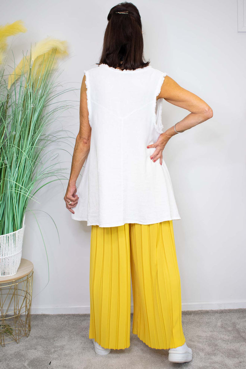 Pleated Palazzo Trouser in Mustard