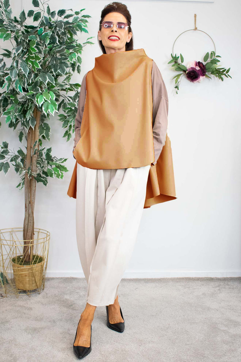 Polly PU Top in Camel