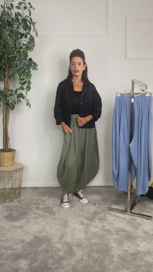 Enzo Linen Trouser in Khaki