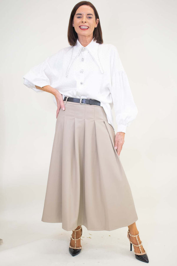 Paraya PU Skirt in Beige