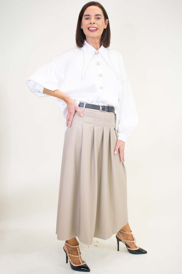 Paraya PU Skirt in Beige