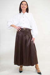 Paraya PU Skirt in chocolate