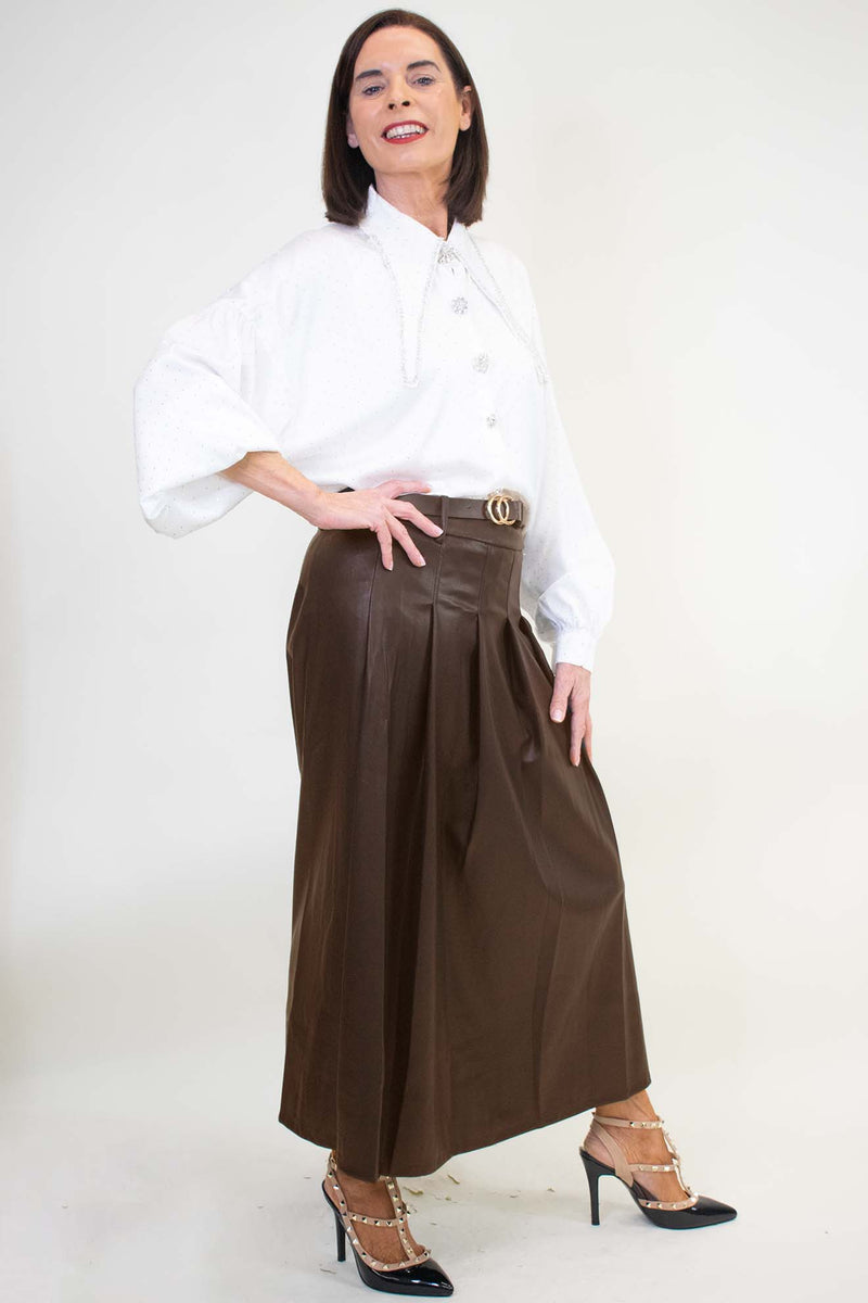 Paraya PU Skirt in chocolate