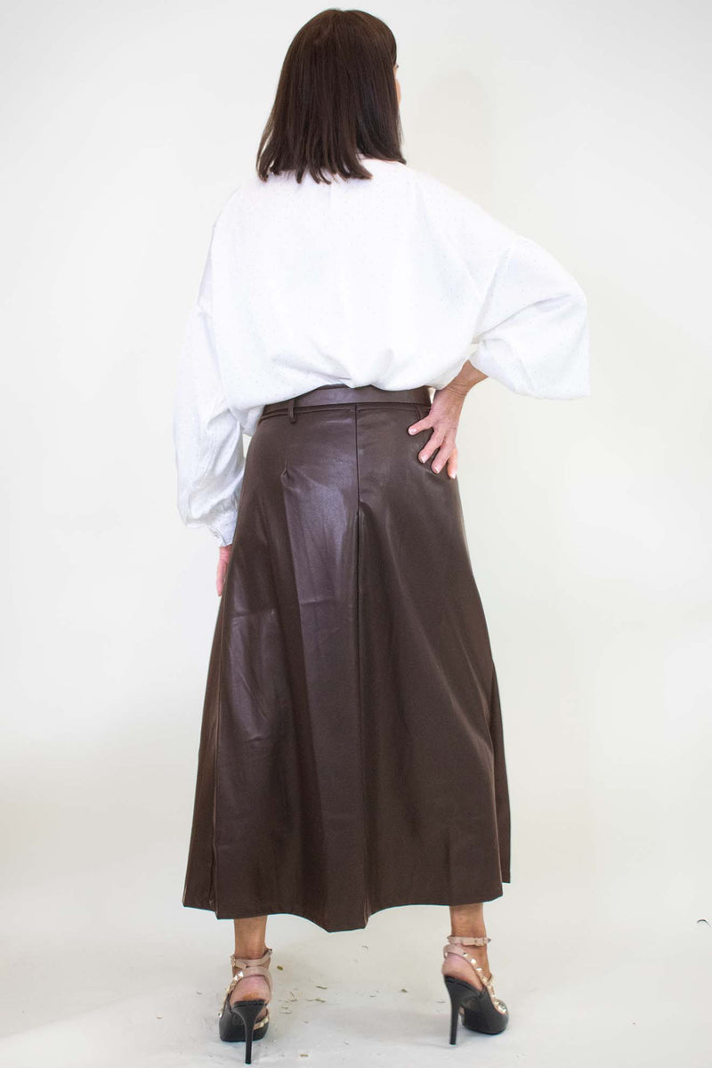 Paraya PU Skirt in chocolate
