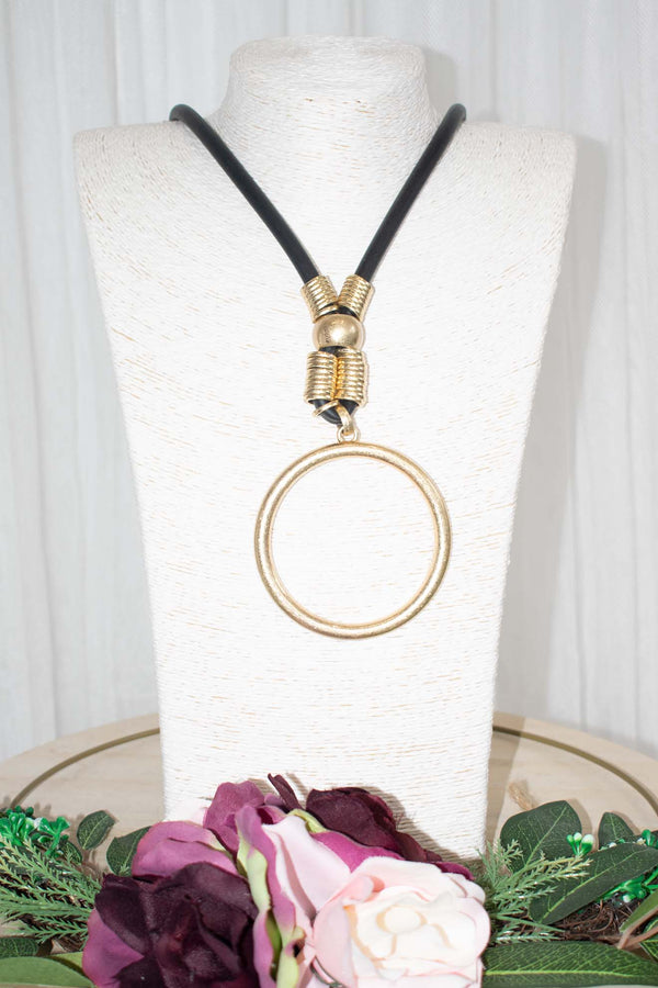 Gold Ring Design Rubber Necklace