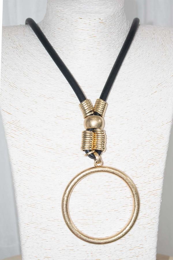 Gold Ring Design Rubber Necklace