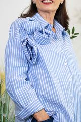 Roselyn Shirt in Wide Navy Pinstripe